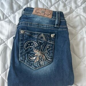 Miss Me Dark Blue Jeans with Embroidered Pocket